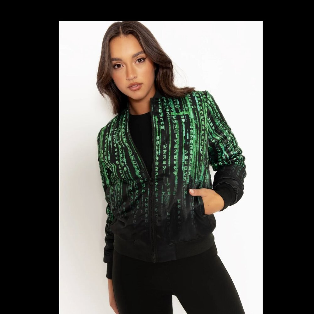 BlackMilk Green Matrix Code Bomber Jacket S Small NWT NEW